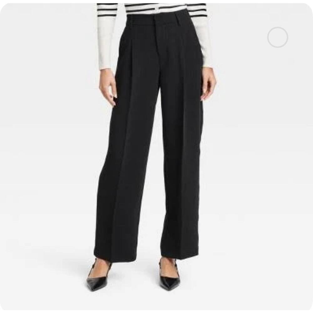 A New Day Women's Black High-Rise Straight Trousers - 12